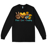 Black peace love country cowhide cowboy hat Long Sleeve Tee - AdoDesignShop