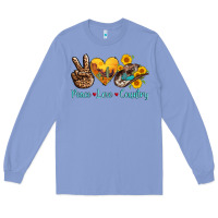 Colony Blue peace love country cowhide cowboy hat Long Sleeve Tee - AdoDesignShop