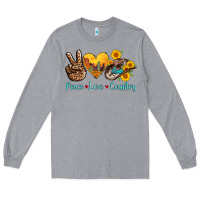 Heather Grey peace love country cowhide cowboy hat Long Sleeve Tee - AdoDesignShop