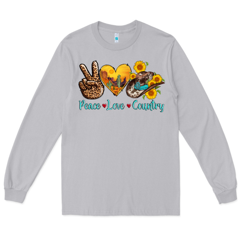 Peace Love Country Cowhide Cowboy Hat Long Sleeve Tee by AdoDesignShop | Teevron