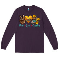 Plum peace love country cowhide cowboy hat Long Sleeve Tee - AdoDesignShop