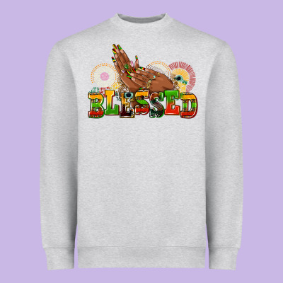 Blessed Afro Woman Hands Heavyweight Sweatshirt Designed By Adodesignshop