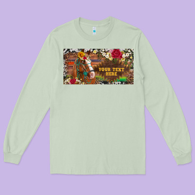 (preview)western Turquoise Gemstone Horse Cowhide Leopard Floral Backg Long Sleeve Tee Designed By Artiststas