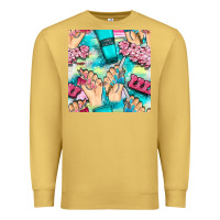 Antique Gold hand cream and nail tools with serape and glitter seamless pattern bbs Premium Sweatshirt - BundleAndBundleShop