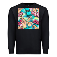 Black hand cream and nail tools with serape and glitter seamless pattern bbs Premium Sweatshirt - BundleAndBundleShop