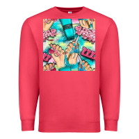 Cardinal hand cream and nail tools with serape and glitter seamless pattern bbs Premium Sweatshirt - BundleAndBundleShop