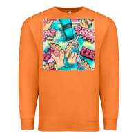 Carrot hand cream and nail tools with serape and glitter seamless pattern bbs Premium Sweatshirt - BundleAndBundleShop