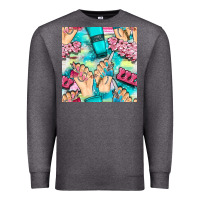 Charcoal Heather hand cream and nail tools with serape and glitter seamless pattern bbs Premium Sweatshirt - BundleAndBundleShop