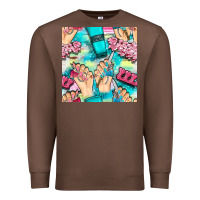 Chestnut hand cream and nail tools with serape and glitter seamless pattern bbs Premium Sweatshirt - BundleAndBundleShop