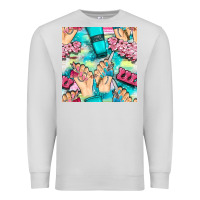 Dove Grey hand cream and nail tools with serape and glitter seamless pattern bbs Premium Sweatshirt - BundleAndBundleShop