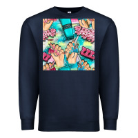 Navy hand cream and nail tools with serape and glitter seamless pattern bbs Premium Sweatshirt - BundleAndBundleShop