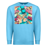 Ocean Blue hand cream and nail tools with serape and glitter seamless pattern bbs Premium Sweatshirt - BundleAndBundleShop