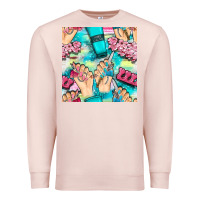 Pale Pink hand cream and nail tools with serape and glitter seamless pattern bbs Premium Sweatshirt - BundleAndBundleShop