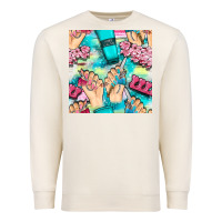 Sandshell hand cream and nail tools with serape and glitter seamless pattern bbs Premium Sweatshirt - BundleAndBundleShop