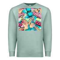 Seafoam hand cream and nail tools with serape and glitter seamless pattern bbs Premium Sweatshirt - BundleAndBundleShop