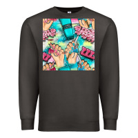 Smoke hand cream and nail tools with serape and glitter seamless pattern bbs Premium Sweatshirt - BundleAndBundleShop