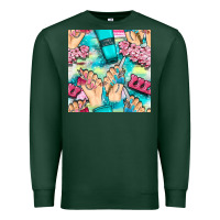 Sports Green hand cream and nail tools with serape and glitter seamless pattern bbs Premium Sweatshirt - BundleAndBundleShop