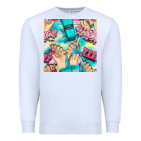 White hand cream and nail tools with serape and glitter seamless pattern bbs Premium Sweatshirt - BundleAndBundleShop