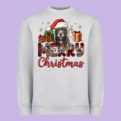 Merry Christmas Pitbull Heavyweight Sweatshirt Designed By Jahusdesignshop
