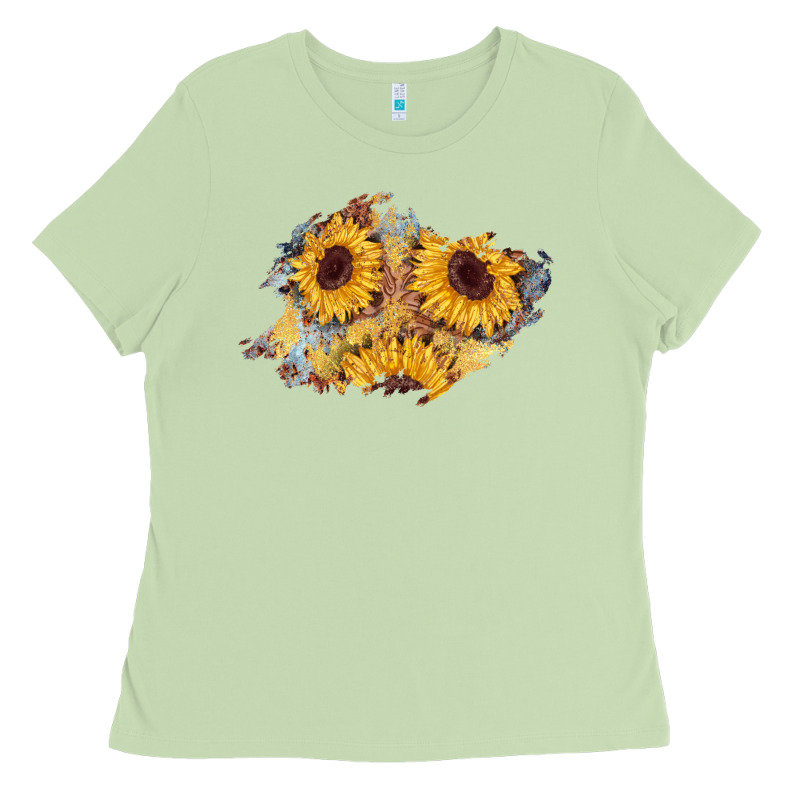 Sunflower Glitter Leather Patch Ladies Tee by AdoDesignShop | Teevron