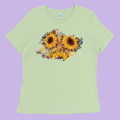 Sunflower Glitter Leather Patch Ladies Tee Designed By Adodesignshop