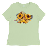 Matcha sunflower glitter leather patch Ladies Tee - AdoDesignShop