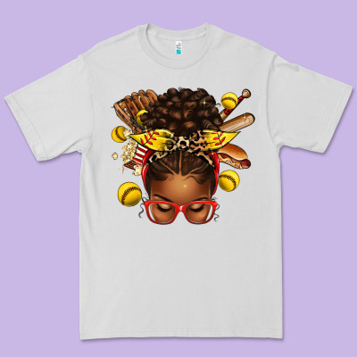 Softball Afro Messy Bun Premium Tee Designed By Texasbilliewilder