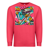 Cardinal nail art tools and hand cream with serape and turquoise glitter seamle Premium Sweatshirt - BundleAndBundleShop
