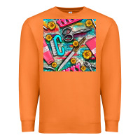 Carrot nail art tools and hand cream with serape and turquoise glitter seamle Premium Sweatshirt - BundleAndBundleShop
