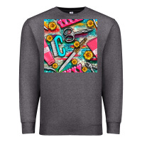 Charcoal Heather nail art tools and hand cream with serape and turquoise glitter seamle Premium Sweatshirt - BundleAndBundleShop