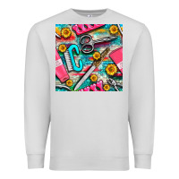 Dove Grey nail art tools and hand cream with serape and turquoise glitter seamle Premium Sweatshirt - BundleAndBundleShop
