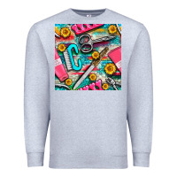 Heather Grey nail art tools and hand cream with serape and turquoise glitter seamle Premium Sweatshirt - BundleAndBundleShop