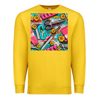 Lemon nail art tools and hand cream with serape and turquoise glitter seamle Premium Sweatshirt - BundleAndBundleShop