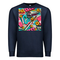 Navy nail art tools and hand cream with serape and turquoise glitter seamle Premium Sweatshirt - BundleAndBundleShop