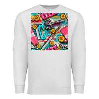 Oatmeal Heather nail art tools and hand cream with serape and turquoise glitter seamle Premium Sweatshirt - BundleAndBundleShop