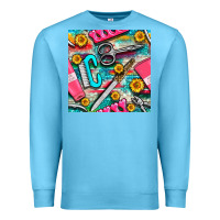 Ocean Blue nail art tools and hand cream with serape and turquoise glitter seamle Premium Sweatshirt - BundleAndBundleShop