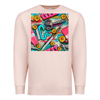 Pale Pink nail art tools and hand cream with serape and turquoise glitter seamle Premium Sweatshirt - BundleAndBundleShop