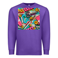 Purple nail art tools and hand cream with serape and turquoise glitter seamle Premium Sweatshirt - BundleAndBundleShop