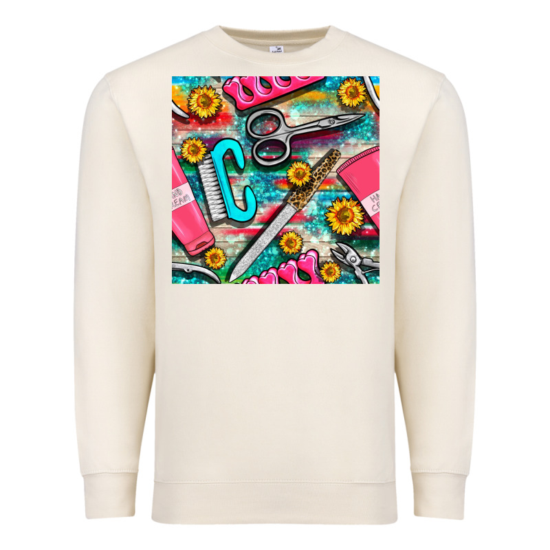 Nail Art Tools And Hand Cream With Serape And Turquoise Glitter Seamle Premium Sweatshirt by BundleAndBundleShop | Teevron