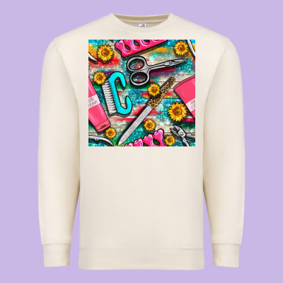 Nail Art Tools And Hand Cream With Serape And Turquoise Glitter Seamle Premium Sweatshirt Designed By Bundleandbundleshop