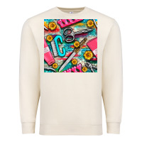 Sandshell nail art tools and hand cream with serape and turquoise glitter seamle Premium Sweatshirt - BundleAndBundleShop