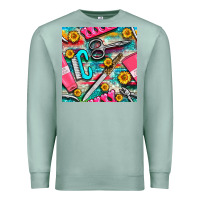Seafoam nail art tools and hand cream with serape and turquoise glitter seamle Premium Sweatshirt - BundleAndBundleShop
