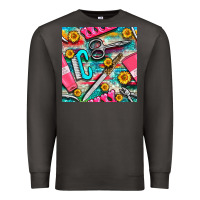 Smoke nail art tools and hand cream with serape and turquoise glitter seamle Premium Sweatshirt - BundleAndBundleShop