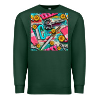 Sports Green nail art tools and hand cream with serape and turquoise glitter seamle Premium Sweatshirt - BundleAndBundleShop
