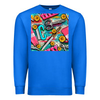 True Royal nail art tools and hand cream with serape and turquoise glitter seamle Premium Sweatshirt - BundleAndBundleShop