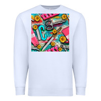 White nail art tools and hand cream with serape and turquoise glitter seamle Premium Sweatshirt - BundleAndBundleShop
