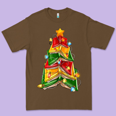 Christmas Book Tree Premium Tee Designed By Zillion Design Studio