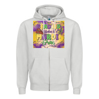 Dove Grey bead up bitches it's mardi gras Zipper Hoodie - MaliasSmallBusiness
