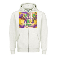 Oatmeal Heather bead up bitches it's mardi gras Zipper Hoodie - MaliasSmallBusiness