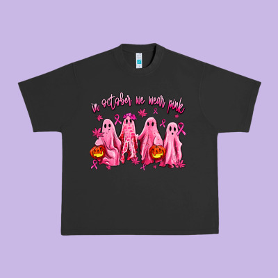 In October We Wear Pink Ghosts Urban Heavy Tee Designed By Adodesignshop